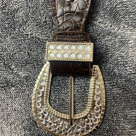 Y2K Western Bling Brown Rhinestone Studded Belt - Picture 2 of 7